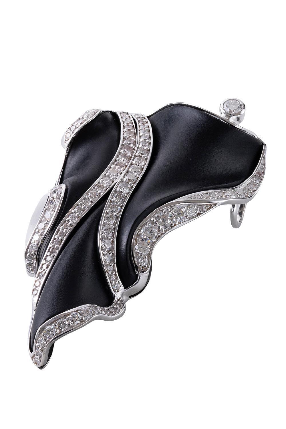  Black Agate Diamond Frost Pendant-WHITE GOLD-JEWELRYFINE JEWELPENDANT-DENISE CASSOU 