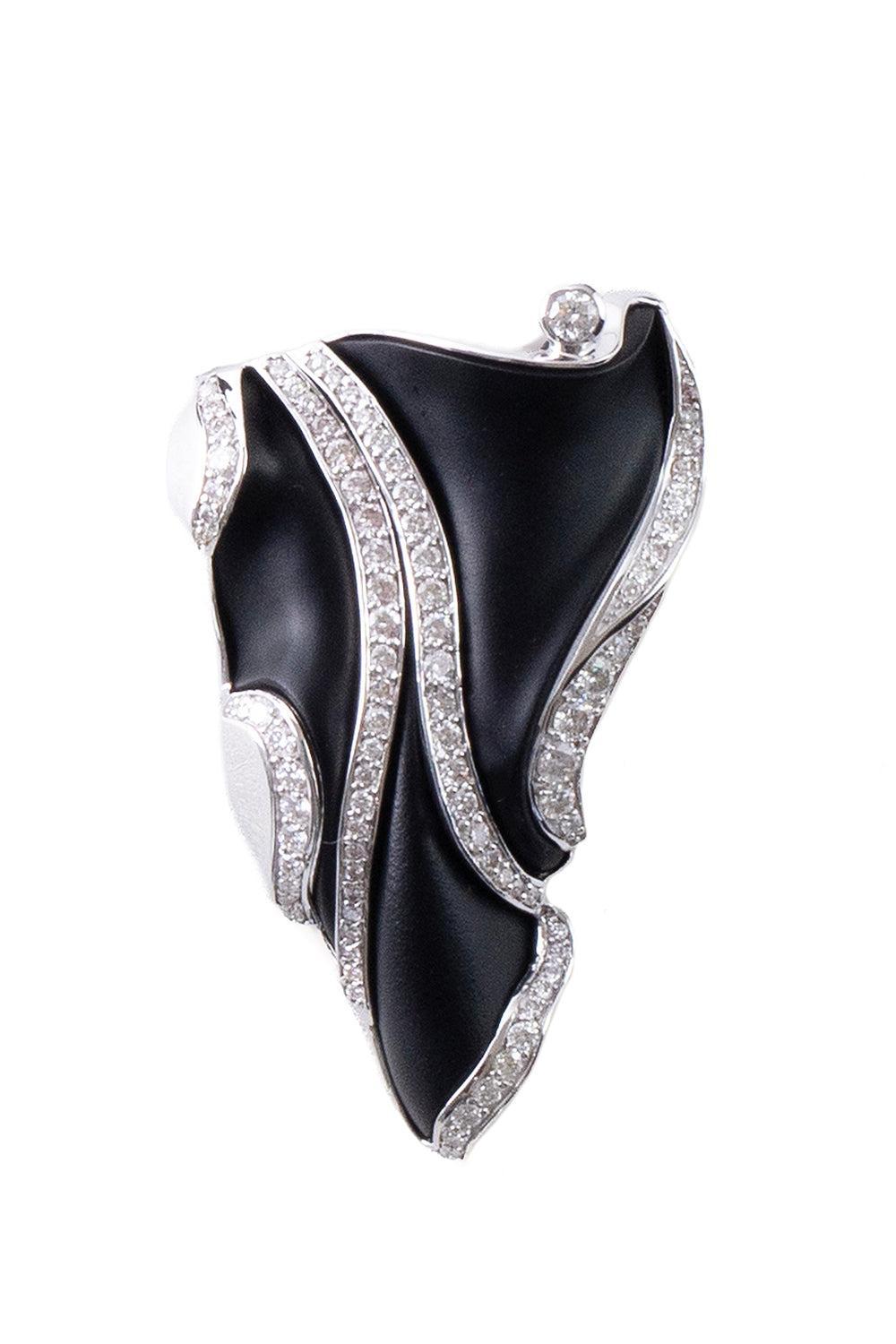 Black Agate Diamond Frost Pendant-WHITE GOLD-JEWELRYFINE JEWELPENDANT-DENISE CASSOU