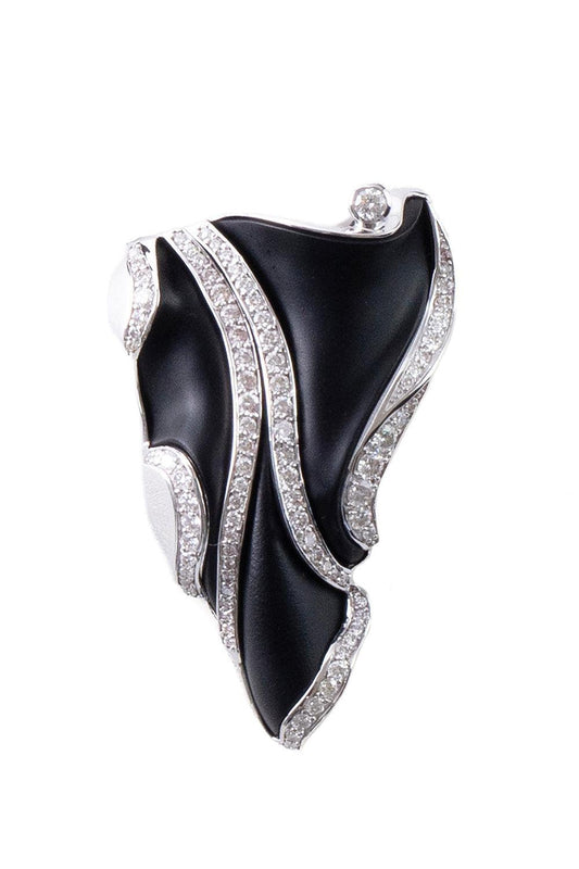 Black Agate Diamond Frost Pendant-WHITE GOLD-JEWELRYFINE JEWELPENDANT-DENISE CASSOU