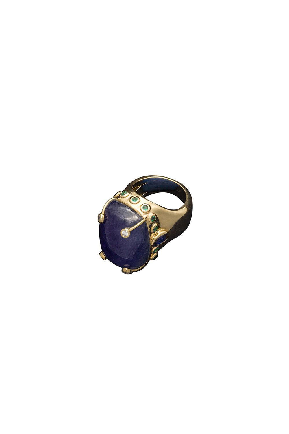 Tanzanite Emerald Ring-YELLOW GOLD-5.5-JEWELRYFINE JEWELRING-DENISE CASSOU