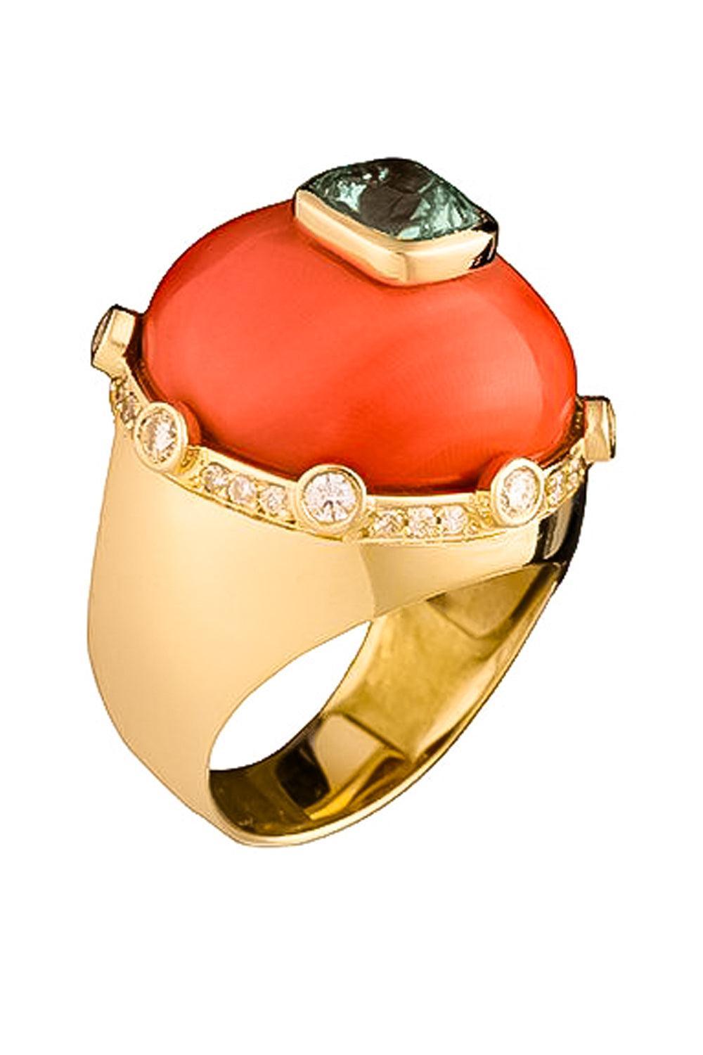 Mint Tourmaline Coral Ring-YELLOW GOLD-7.5-JEWELRYFINE JEWELRING-DENISE CASSOU