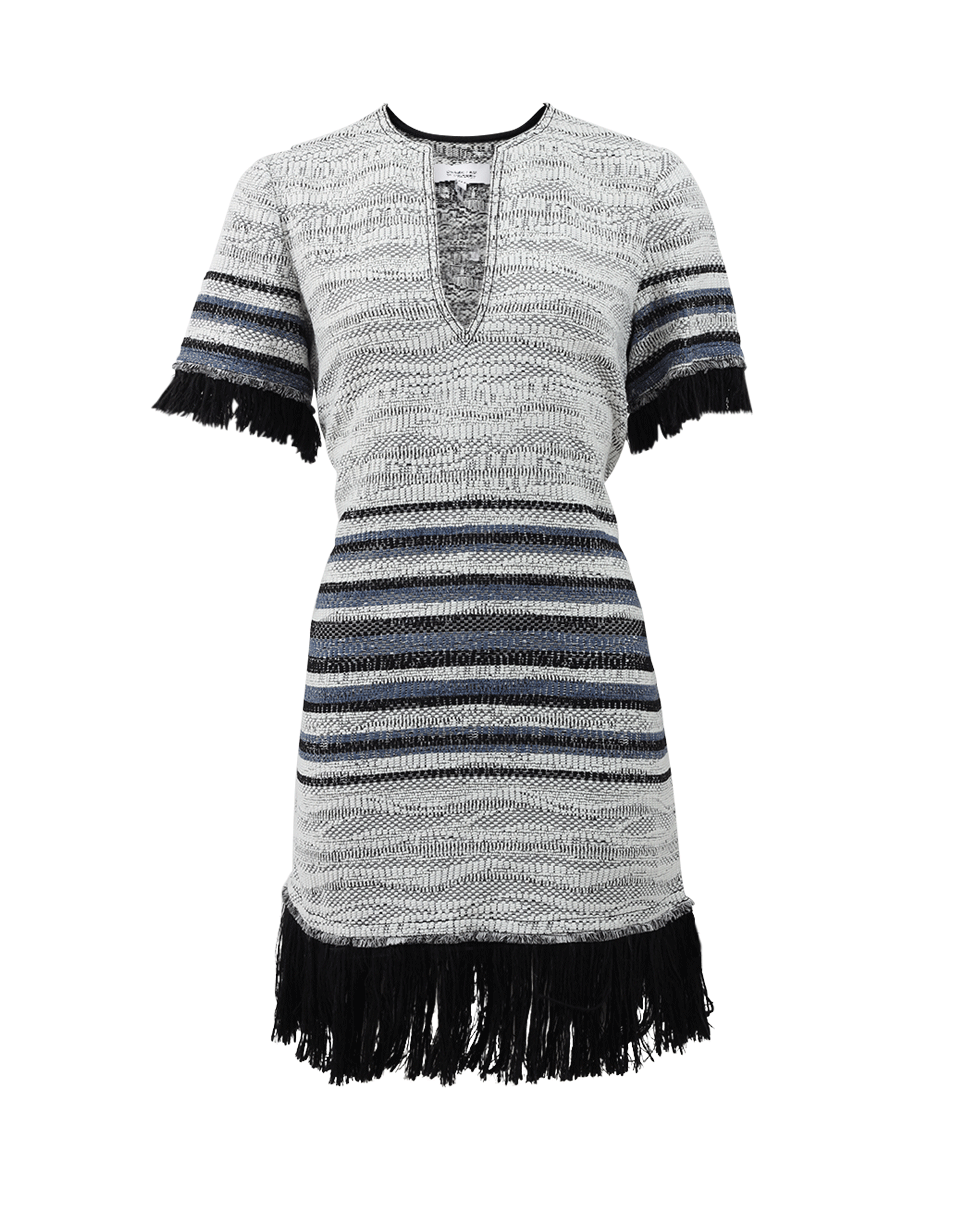 DEREK LAM 10 CROSBY-Fringe Dress With Belt-DENIM