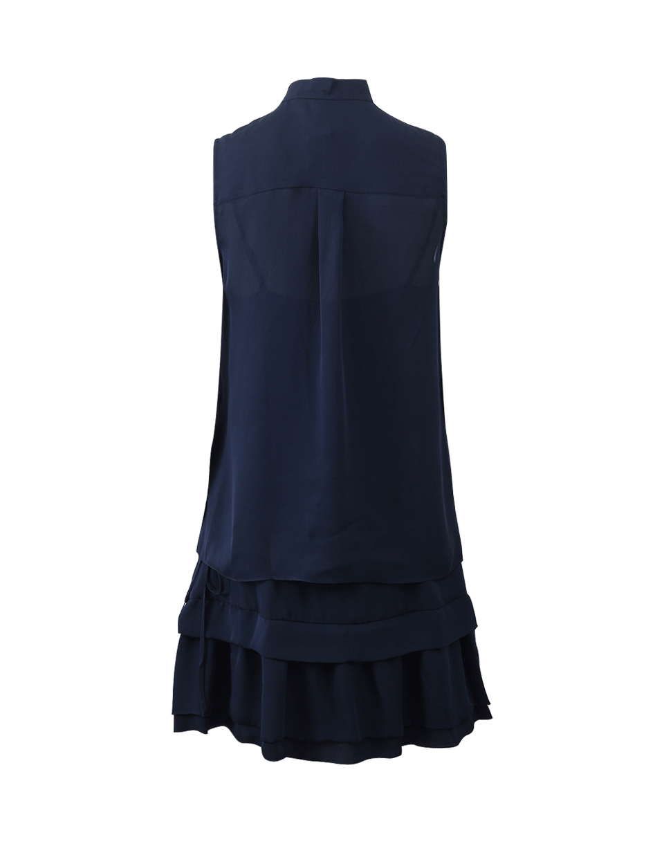 DEREK LAM 10 CROSBY-Two In One Ruffle Dress With Silk Overlay-