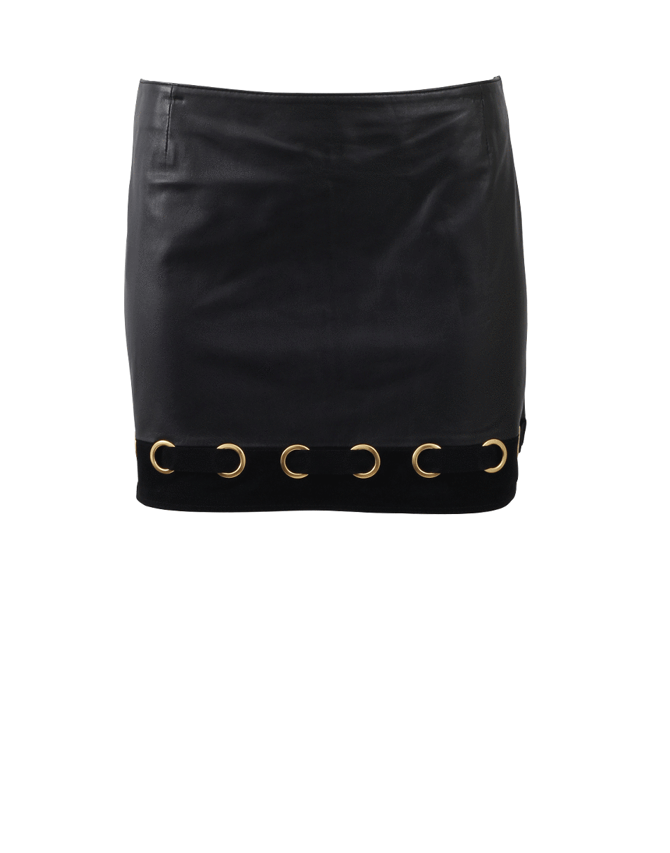 DEREK LAM 10 CROSBY-Leather Grommet Mini Skirt-