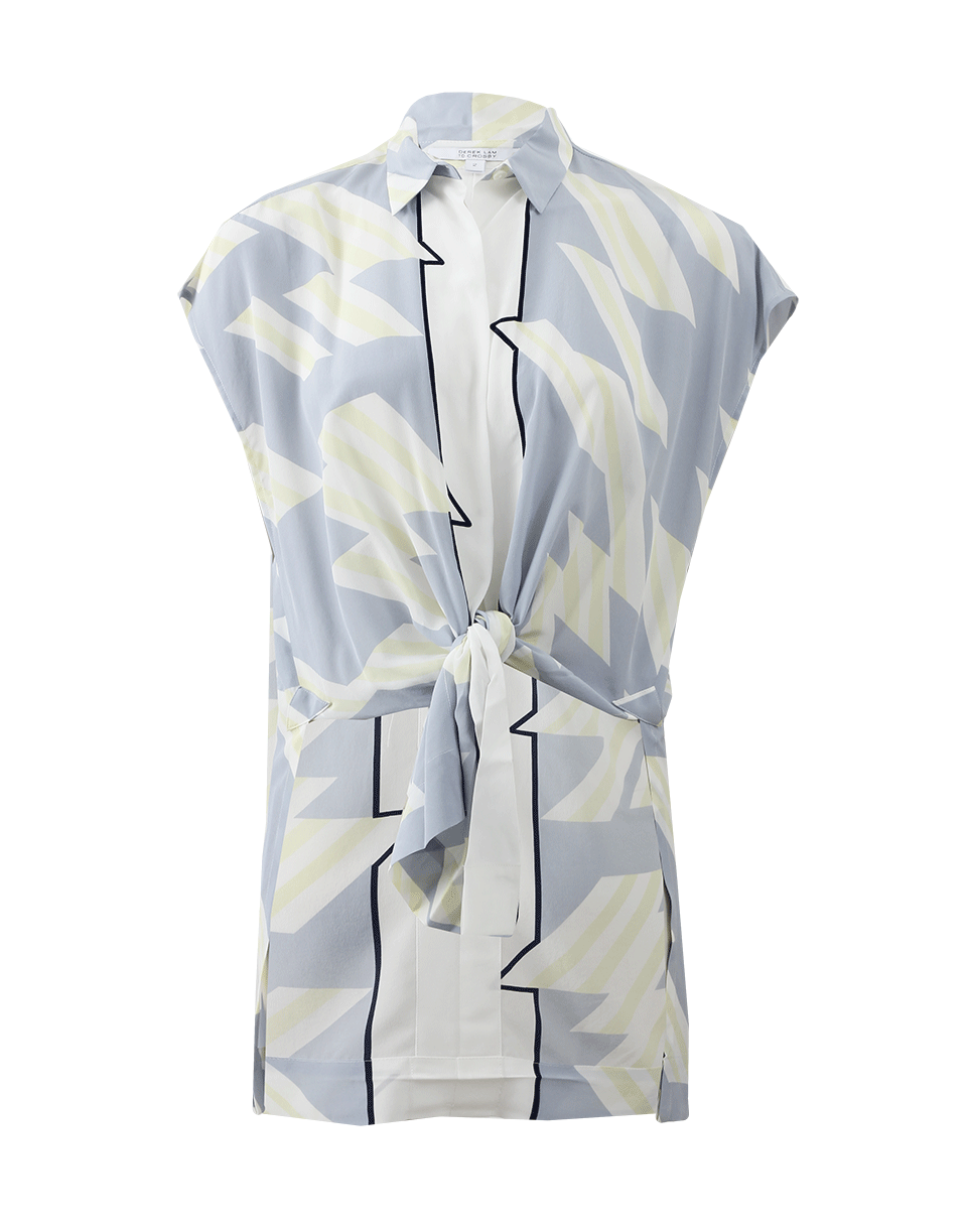 DEREK LAM 10 CROSBY-Oversized Tie Front Print Top-