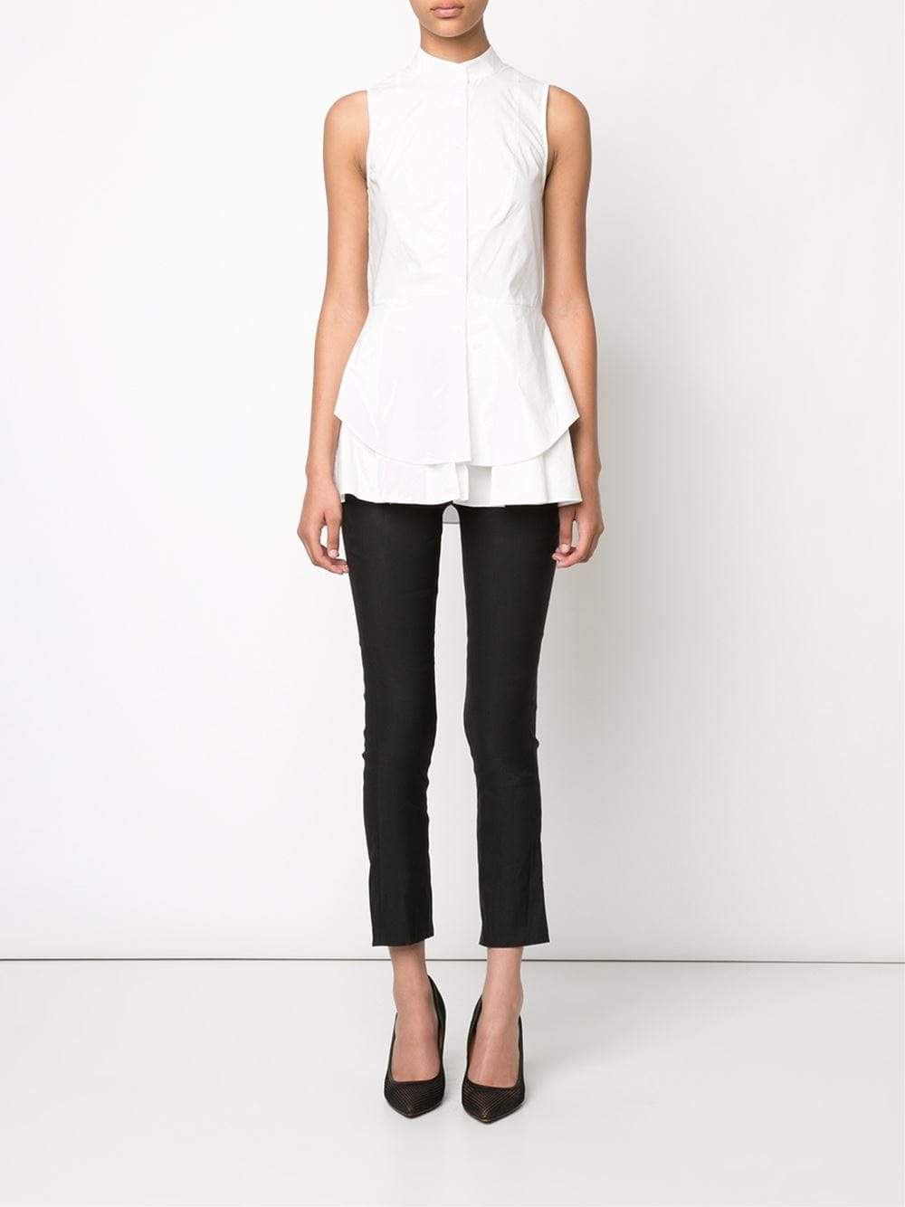 DEREK LAM 10 CROSBY-Bib Front Poplin Blouse-