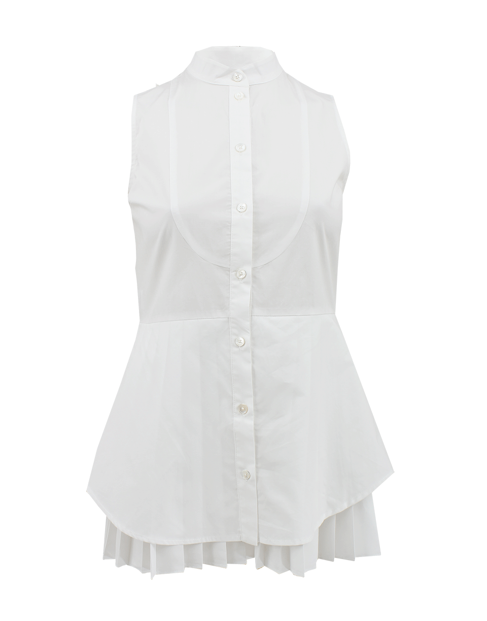 DEREK LAM 10 CROSBY-Sleeveless Blouse with Pleated Underlay-