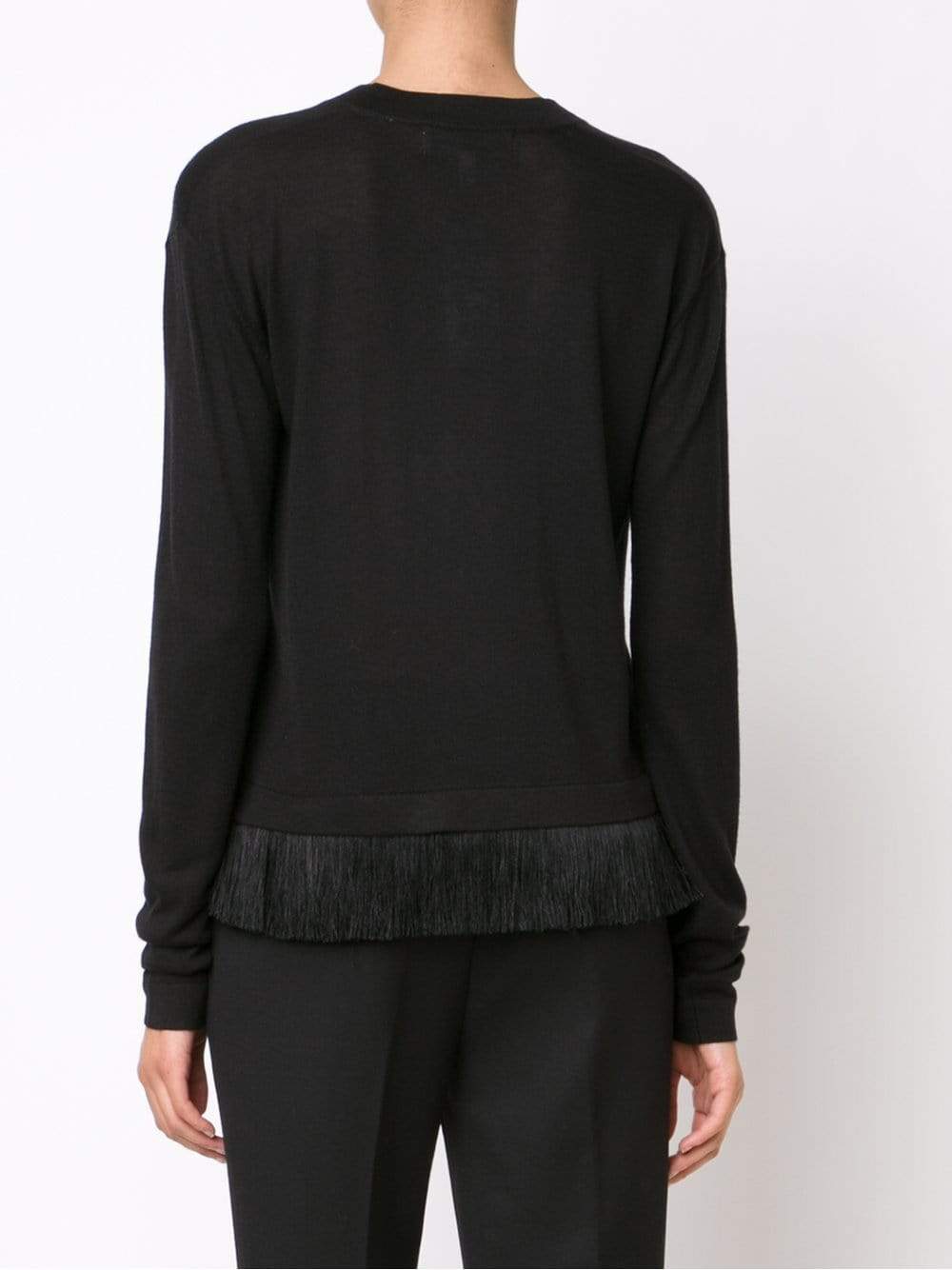 DEREK LAM 10 CROSBY-Fringe Asymmetrical Sweater-