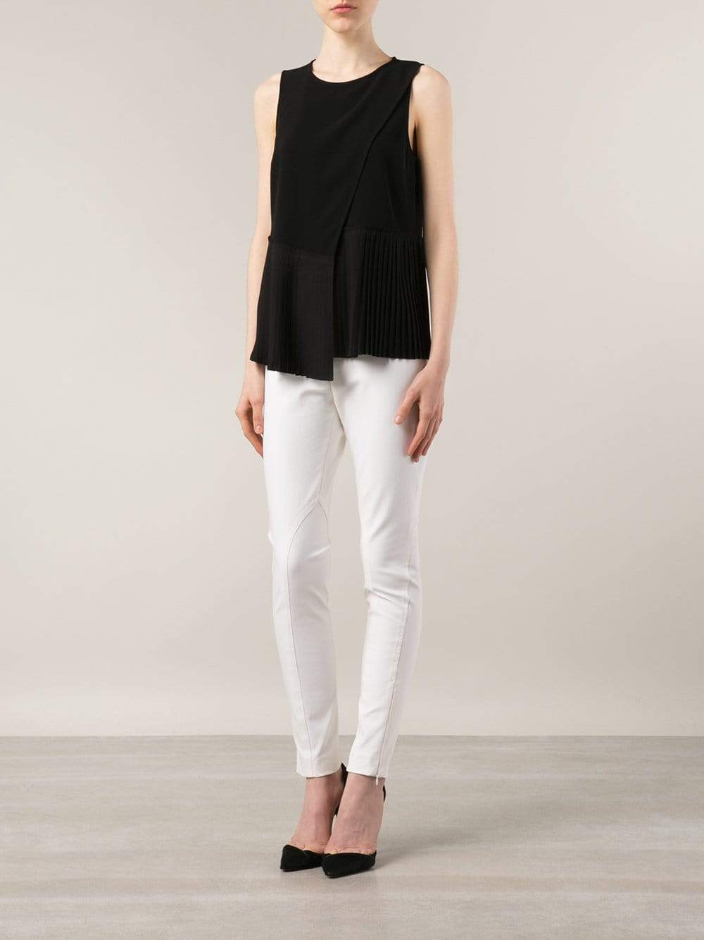 DEREK LAM 10 CROSBY-Pleated Hem Top-