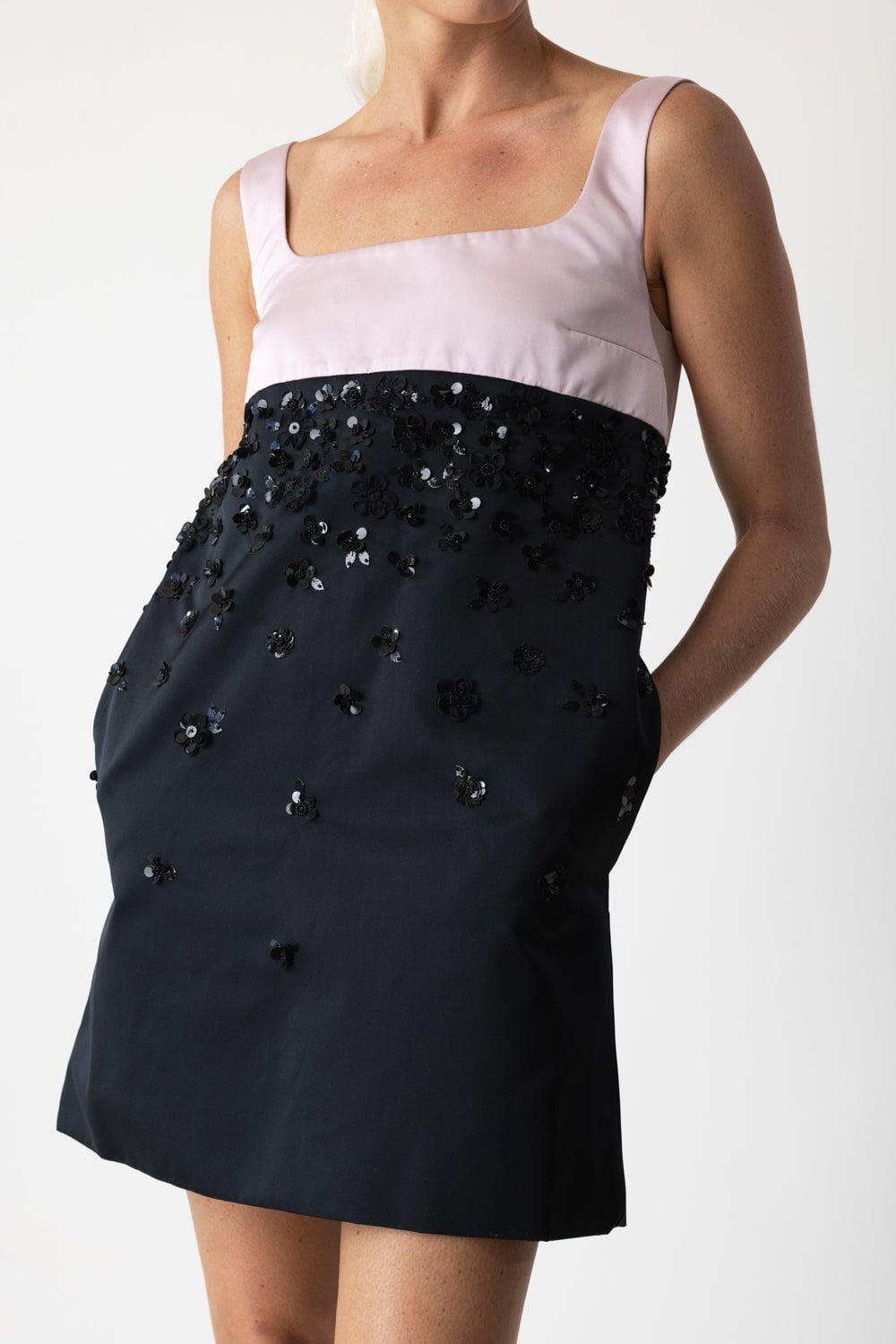 DES PHEMMES-Colorblock Sequin Mini Dress-