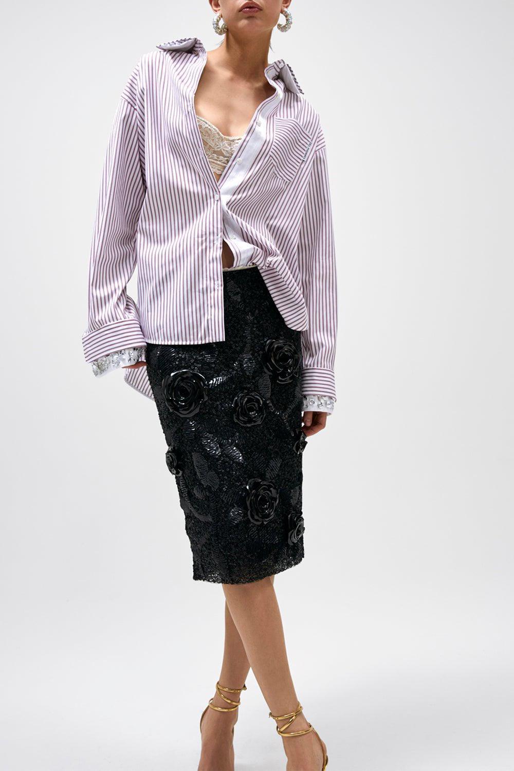DES PHEMMES-Floral Pencil Skirt-
