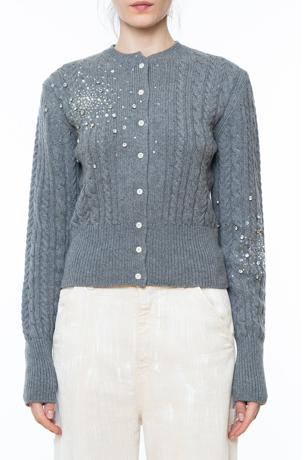 DES PHEMMES-Button Up Crystal Cardigan-