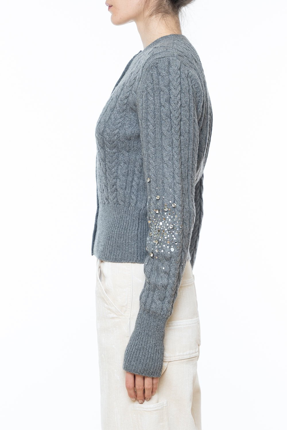 DES PHEMMES-Button Up Crystal Cardigan-