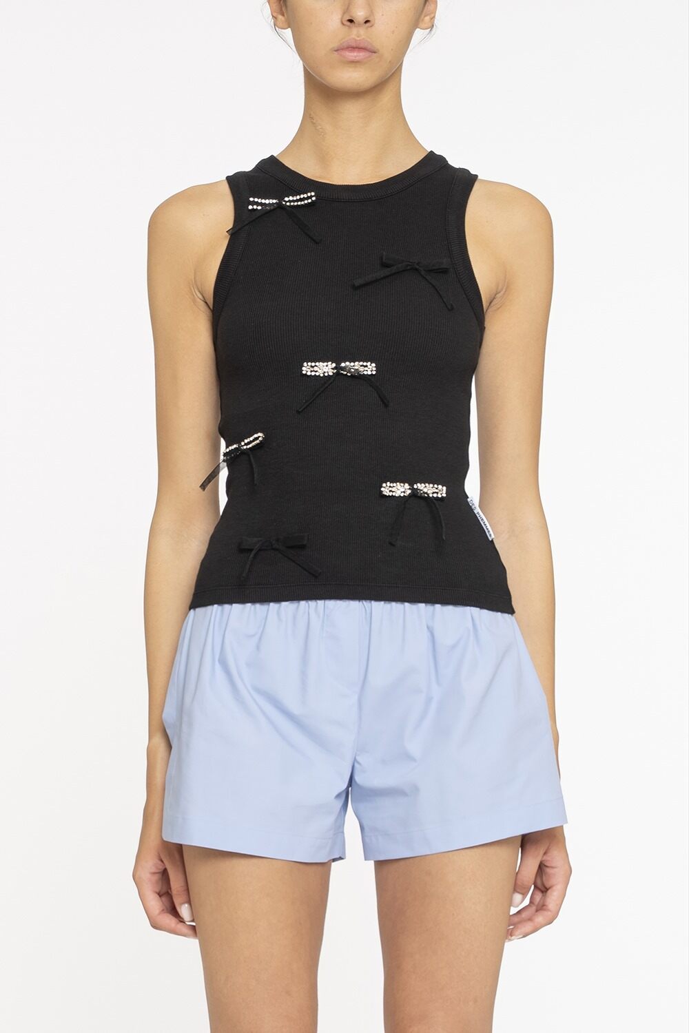 Classic Bow Tank Top-BLACK-38-CLOTHINGTOPTANK-DES PHEMMES