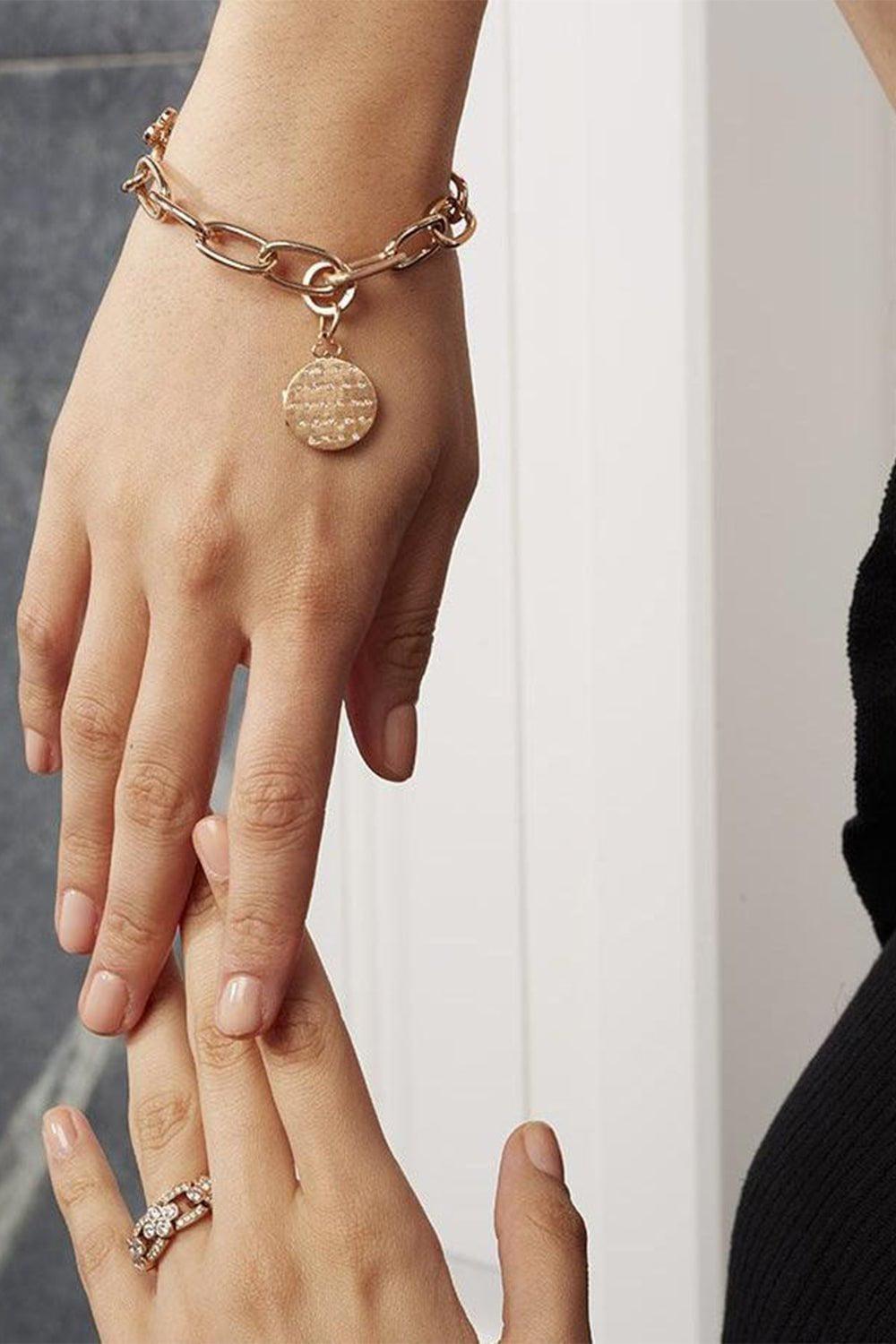 DEVON WOODHILL-Large Oval Chain Link Bracelet-ROSE GOLD