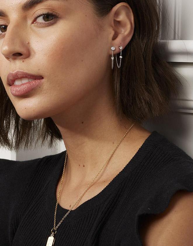 DEVON WOODHILL-Deluxe Classic Chain Earrings - White Gold-WHITE GOLD