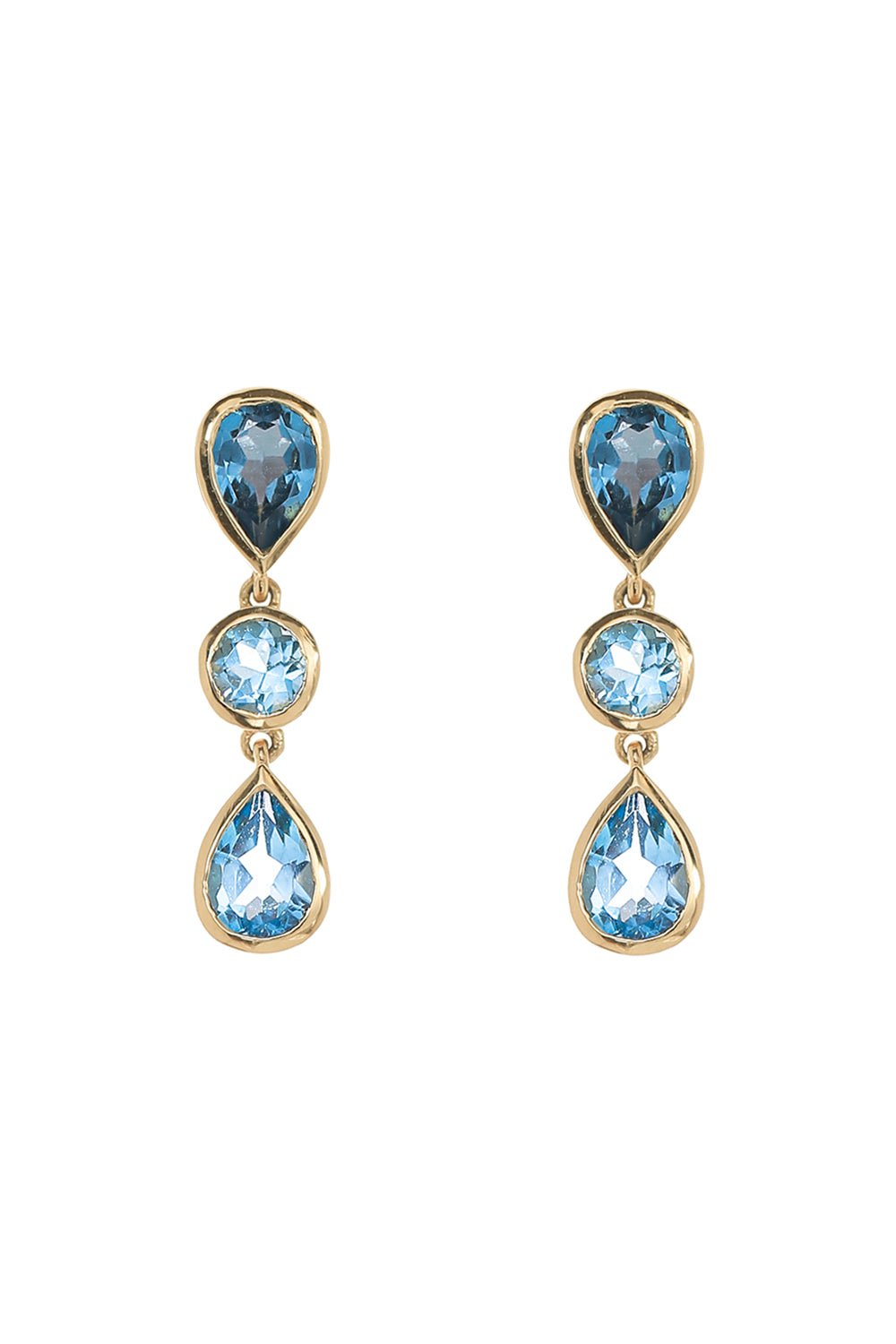 DEVON WOODHILL-Blue Topaz Deluxe Raindrop Earrings-YELLOW GOLD