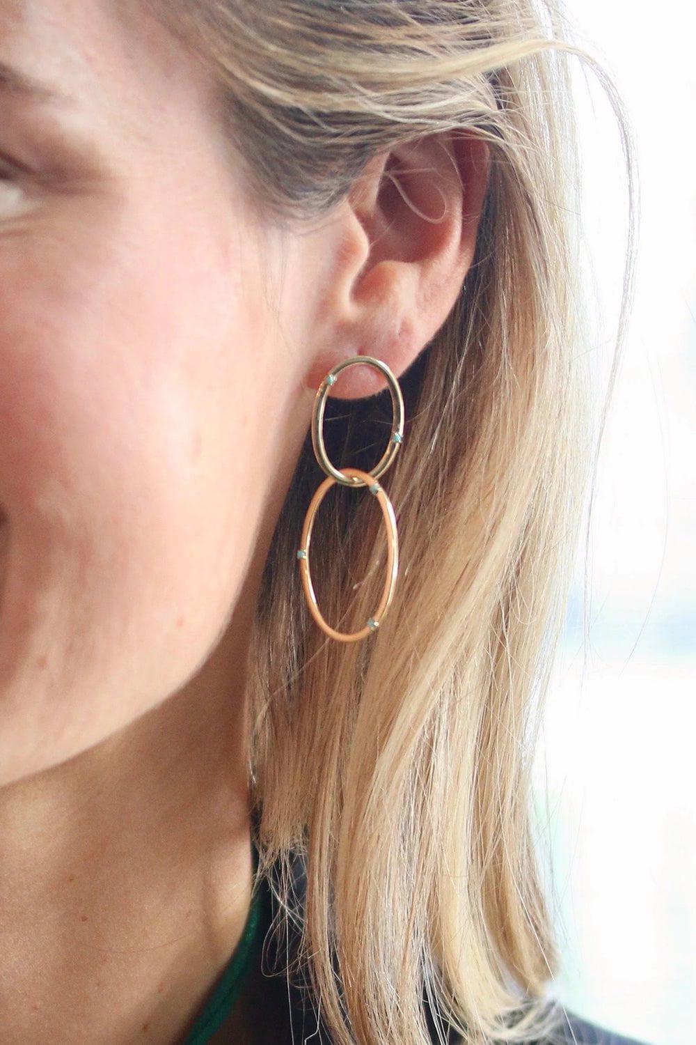 DEVON WOODHILL-Turquoise OH! Earrings-YELLOW GOLD