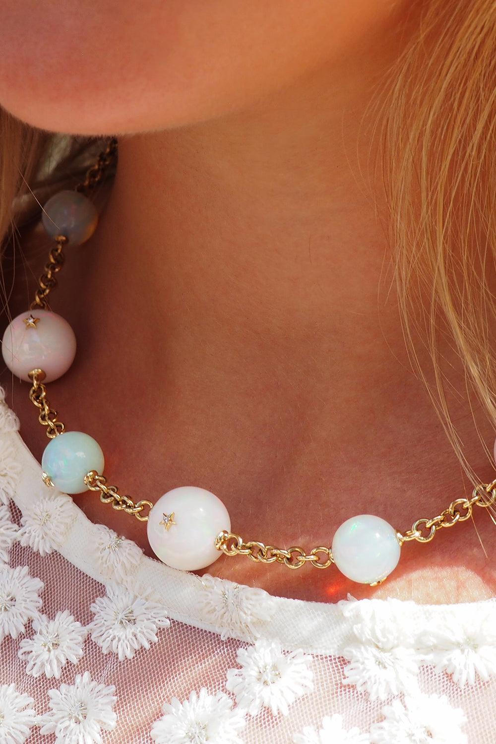 Opal Dawn Starscape Necklace-YELLOW GOLD-17-JEWELRYFINE JEWELNECKLACE O-DEVON WOODHILL