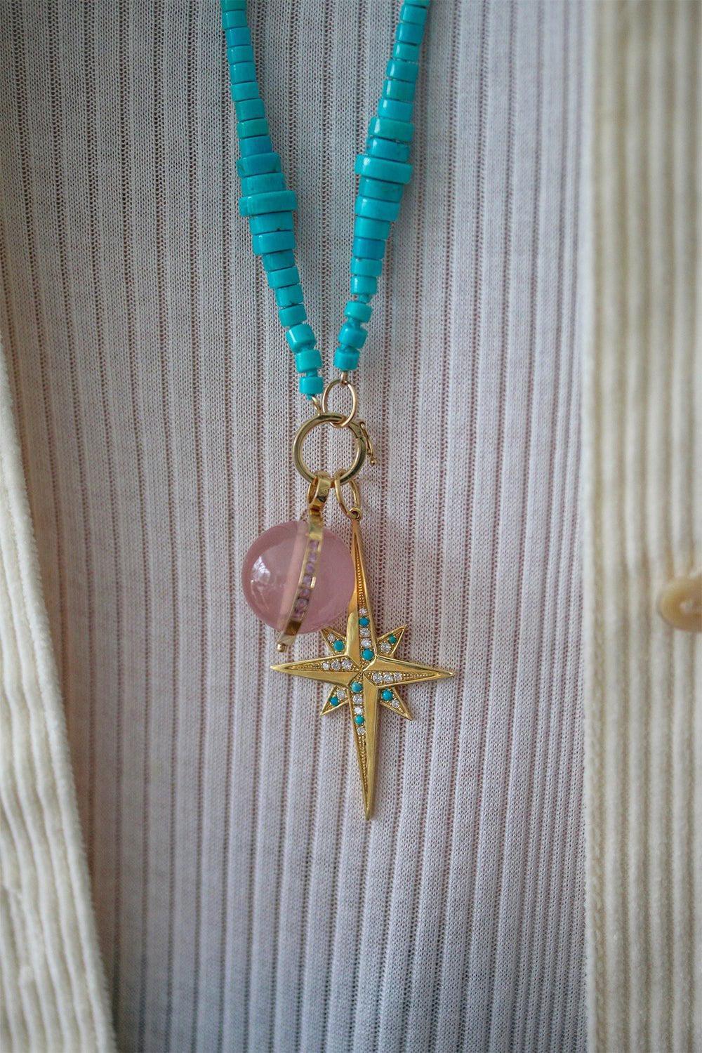 DEVON WOODHILL-Turquoise Mozart Strand Beaded Necklace-YELLOW GOLD