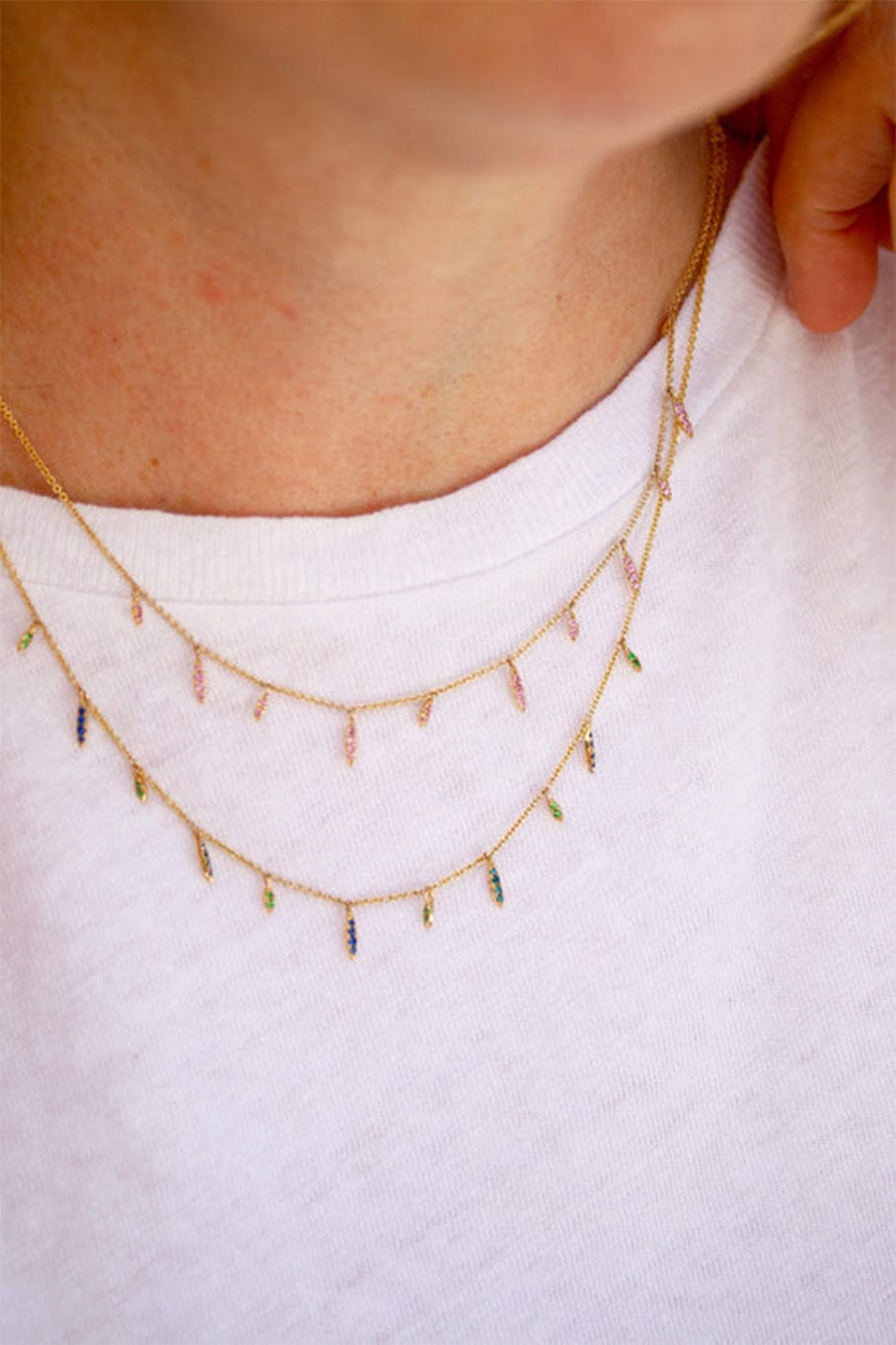 DEVON WOODHILL-Blue Wave Eleven Wishes Necklace-YELLOW GOLD