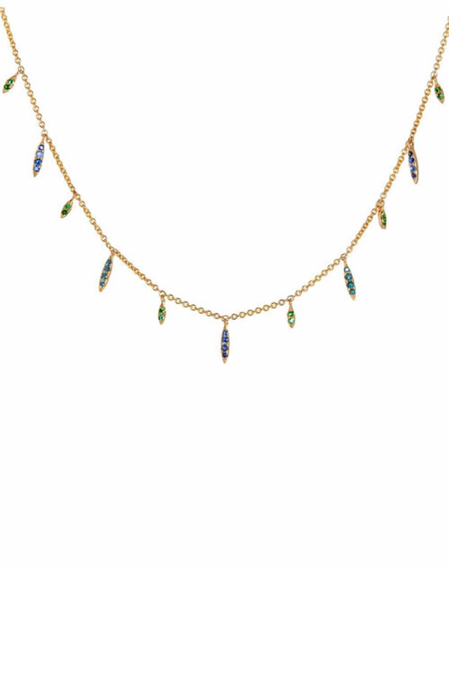 DEVON WOODHILL-Blue Wave Eleven Wishes Necklace-YELLOW GOLD