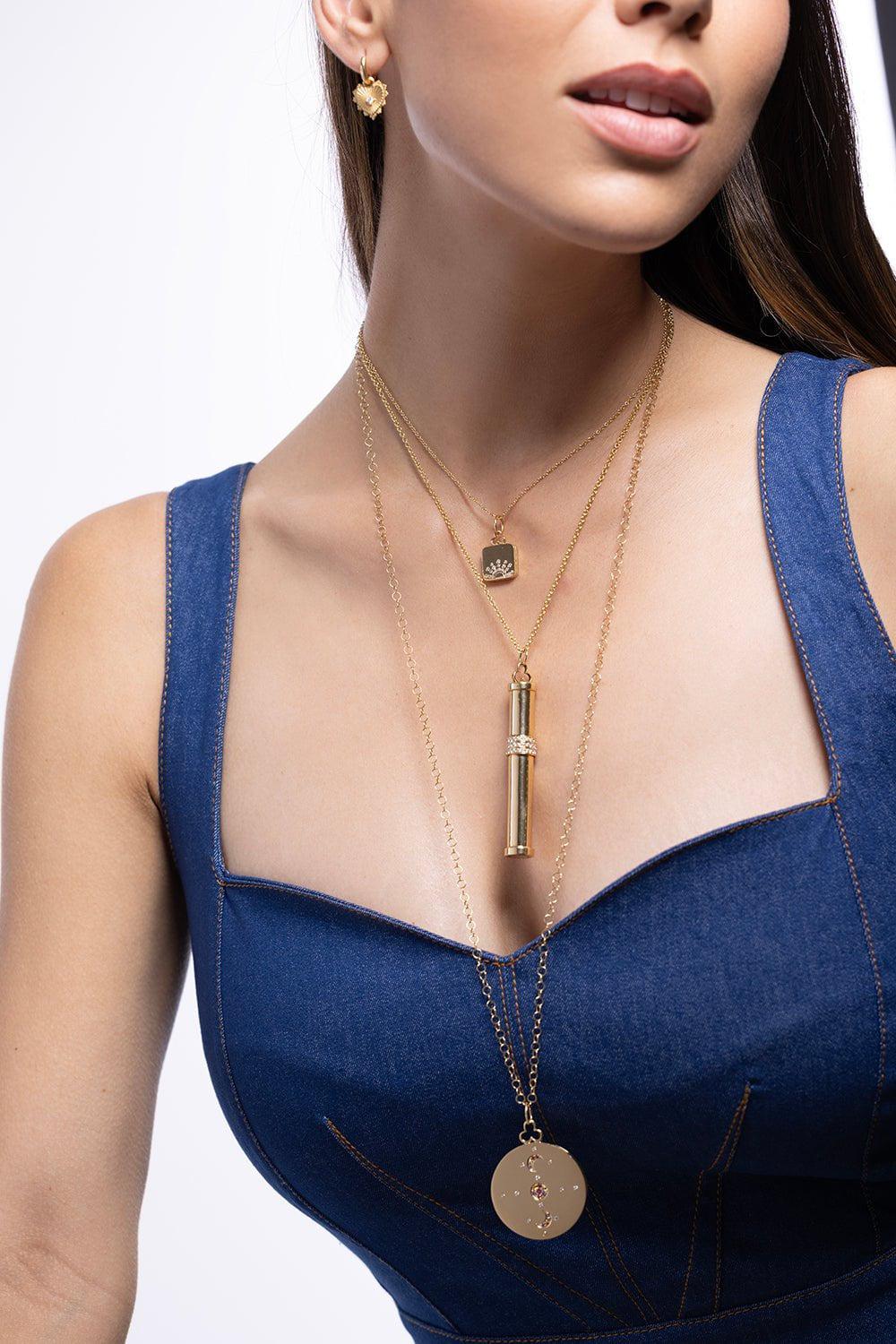 DEVON WOODHILL-Large Goddess Locket Necklace-YELLOW GOLD