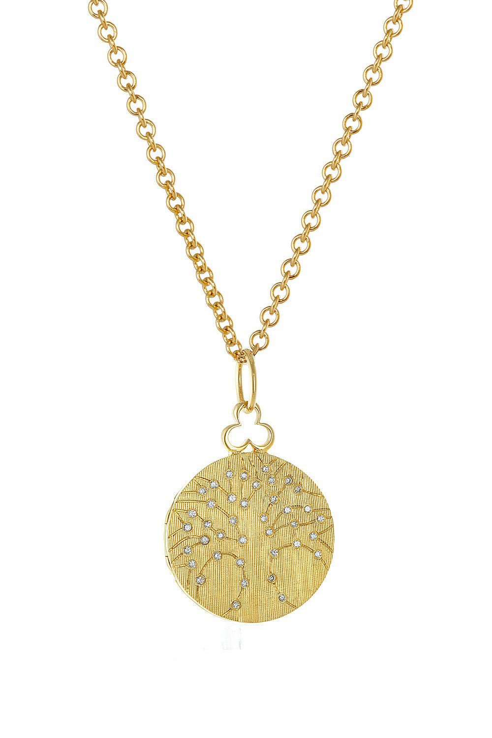 DEVON WOODHILL-Medium Tree Of Life Diamond Locket Necklace-YELLOW GOLD