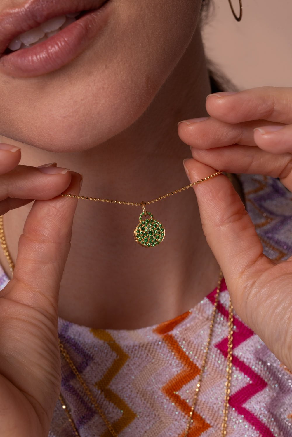 Mini Sugar Green Garnet Locket Necklace JEWELRYFINE JEWELNECKLACE O DEVON WOODHILL   