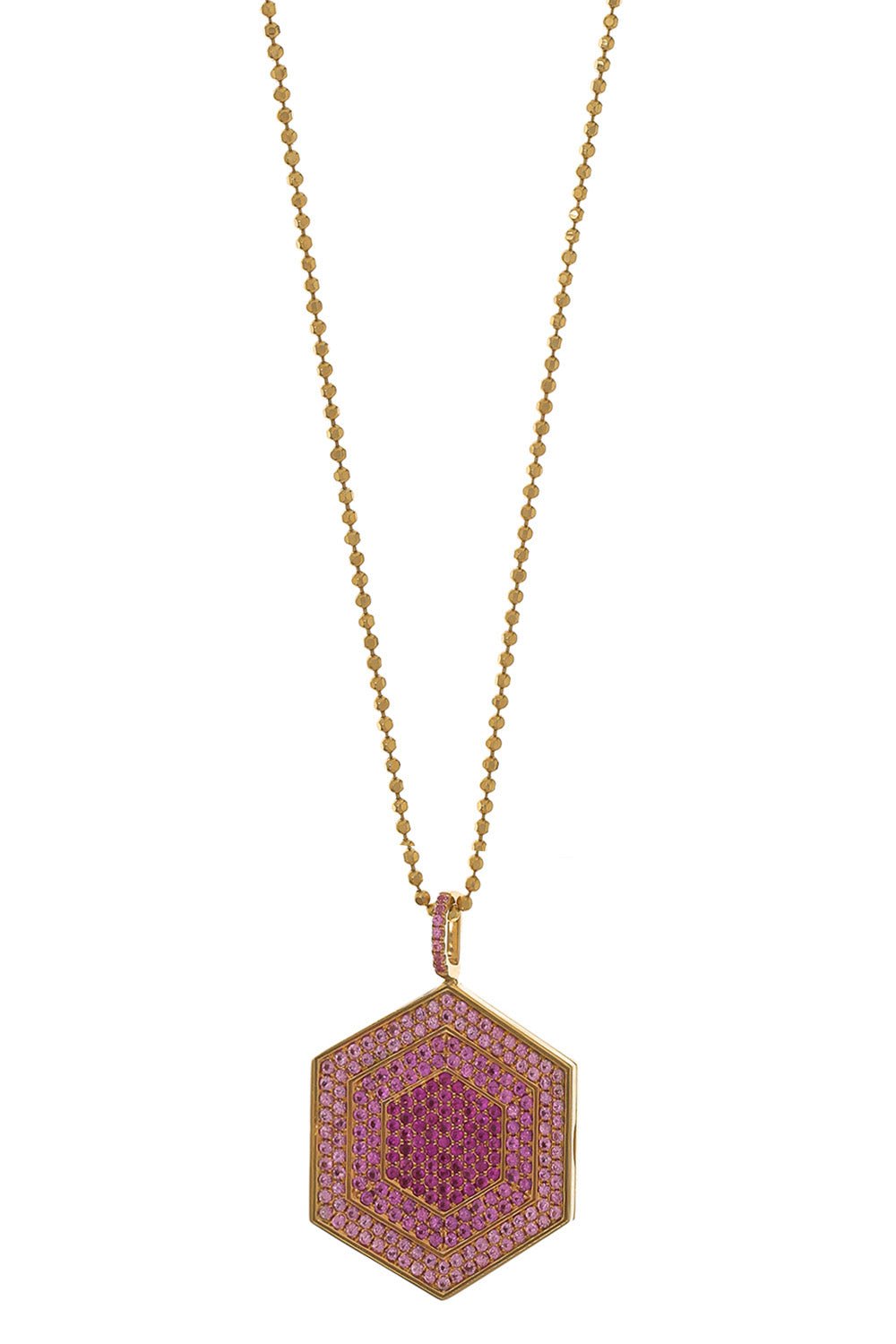 DEVON WOODHILL-Pink Sapphire Hex Locket Necklace-YELLOW GOLD