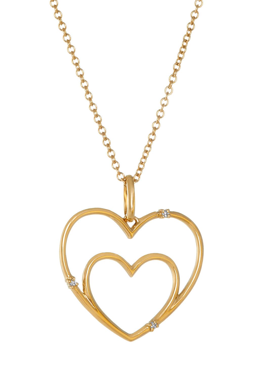 DEVON WOODHILL-Small Double Heart Necklace-YELLOW GOLD