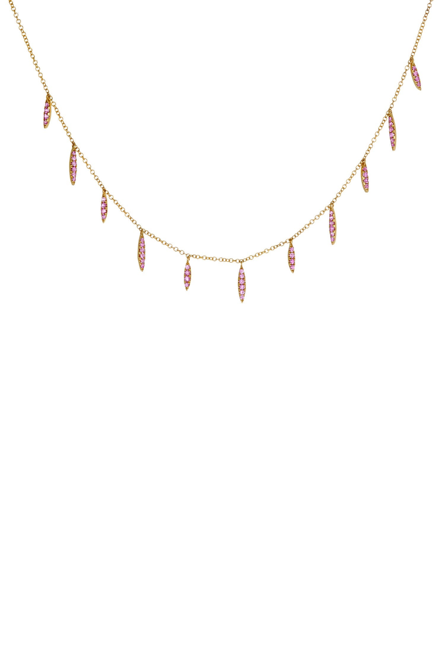 DEVON WOODHILL-Deluxe Eleven Wishes Pink Sapphire Necklace-YELLOW GOLD