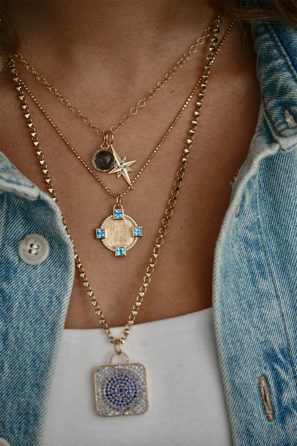 DEVON WOODHILL-Blue Topaz Club Charm-YELLOW GOLD