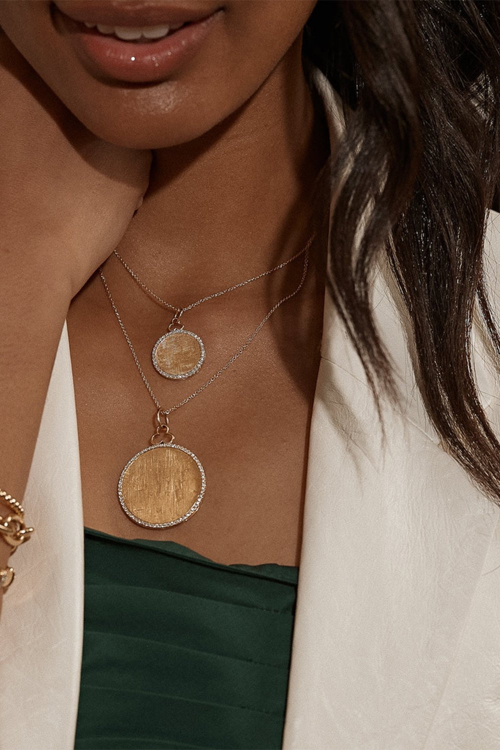 DEVON WOODHILL-Classic Diamond Disc Charm-YELLOW GOLD