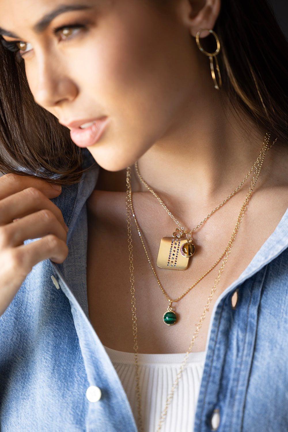 DEVON WOODHILL-Moon Charm - Malachite-YELLOW GOLD