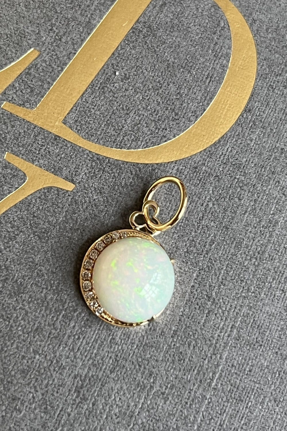 DEVON WOODHILL-Moonstone Pastel Rainbow Charm-YELLOW GOLD