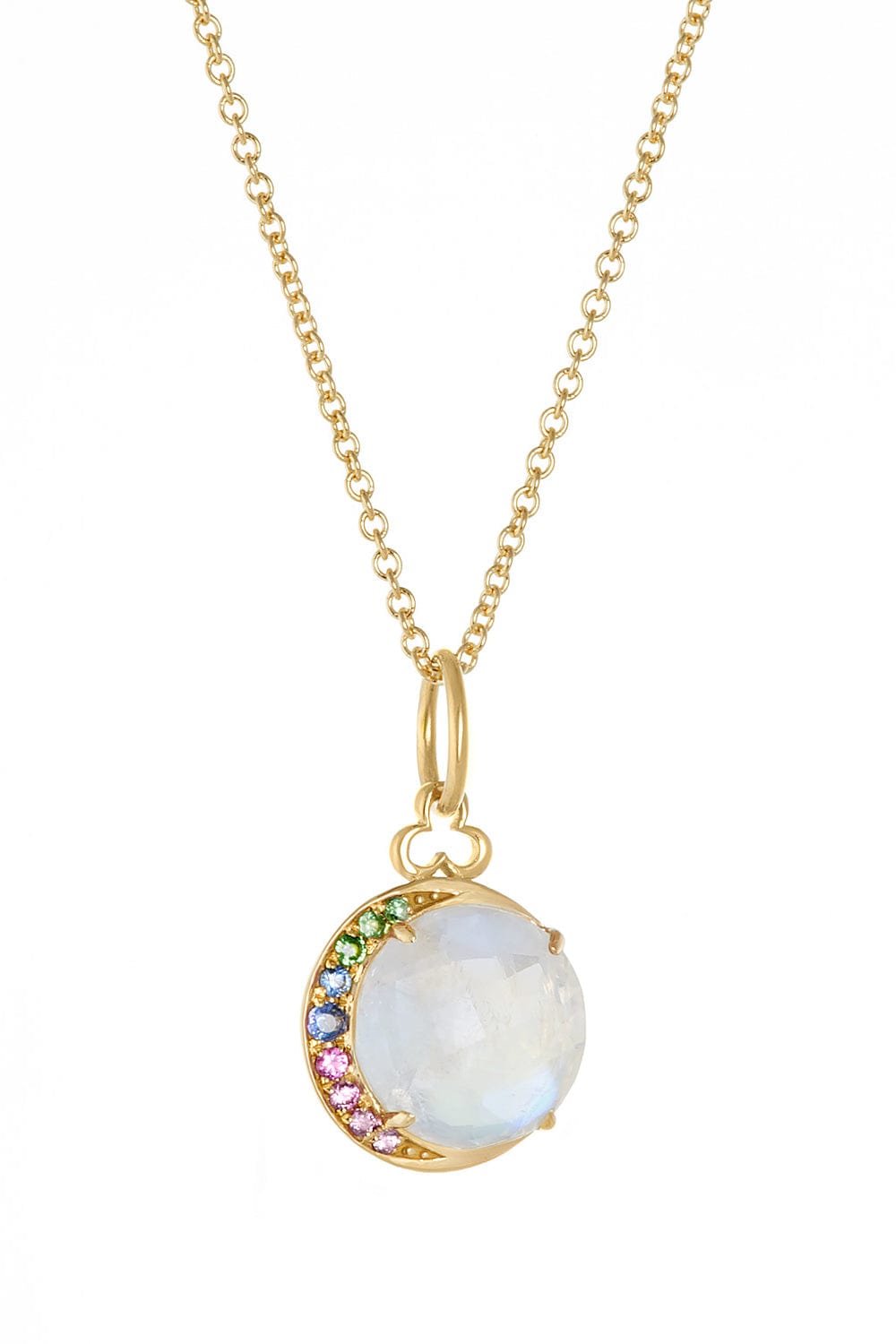 DEVON WOODHILL-Moonstone Pastel Rainbow Charm-YELLOW GOLD