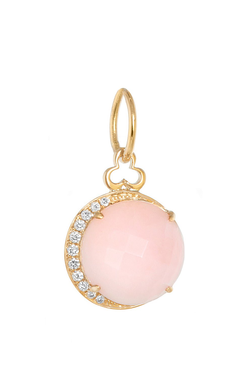 DEVON WOODHILL-Pink Opal Moon Charm-YELLOW GOLD