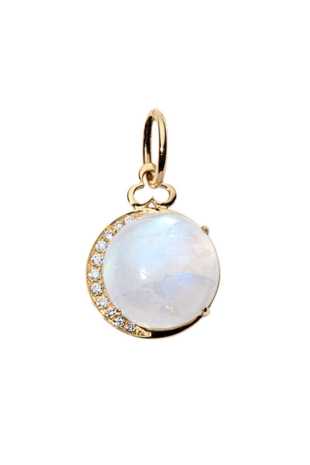 DEVON WOODHILL-Rainbow Moonstone Moon Charm-YELLOW GOLD