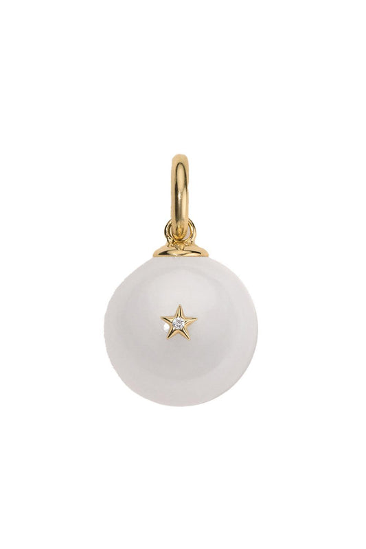 White Agate Diamond Superstar Charm-YELLOW GOLD-JEWELRYFINE JEWELPENDANT-DEVON WOODHILL