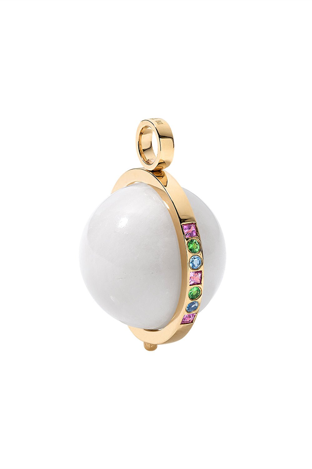 DEVON WOODHILL-Deluxe Cosmic White Agate Spinner Charm-YELLOW GOLD