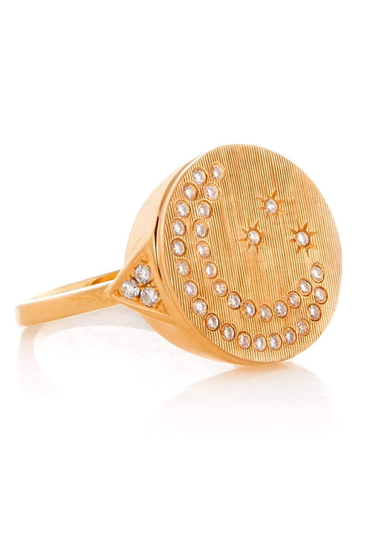 DEVON WOODHILL-Moon and Stars Signet Ring-ROSE GOLD