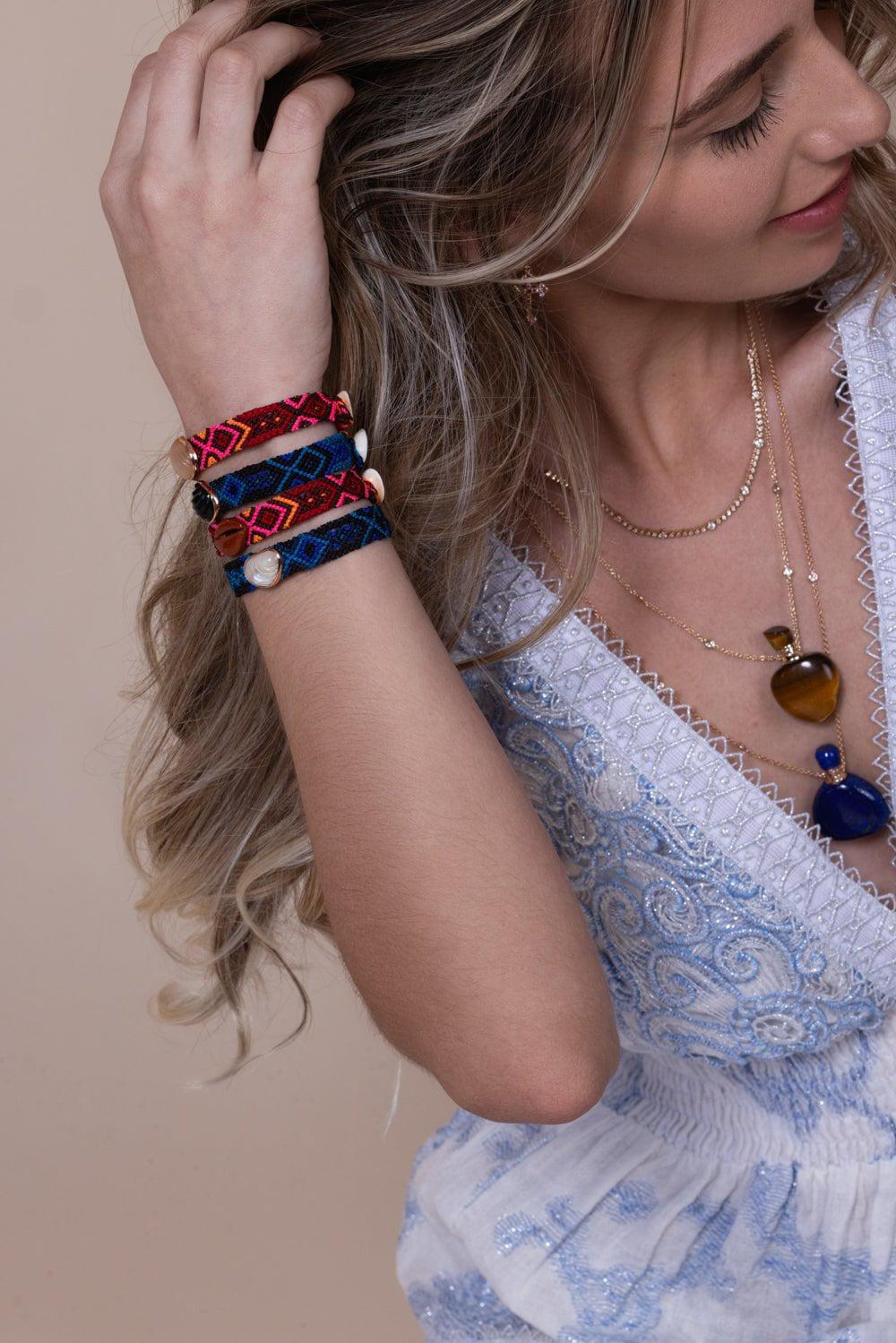 DEZSO BY SARA BELTRAN-Classic Carved Blonde Coral Anadara Mexican Bracelet-RED