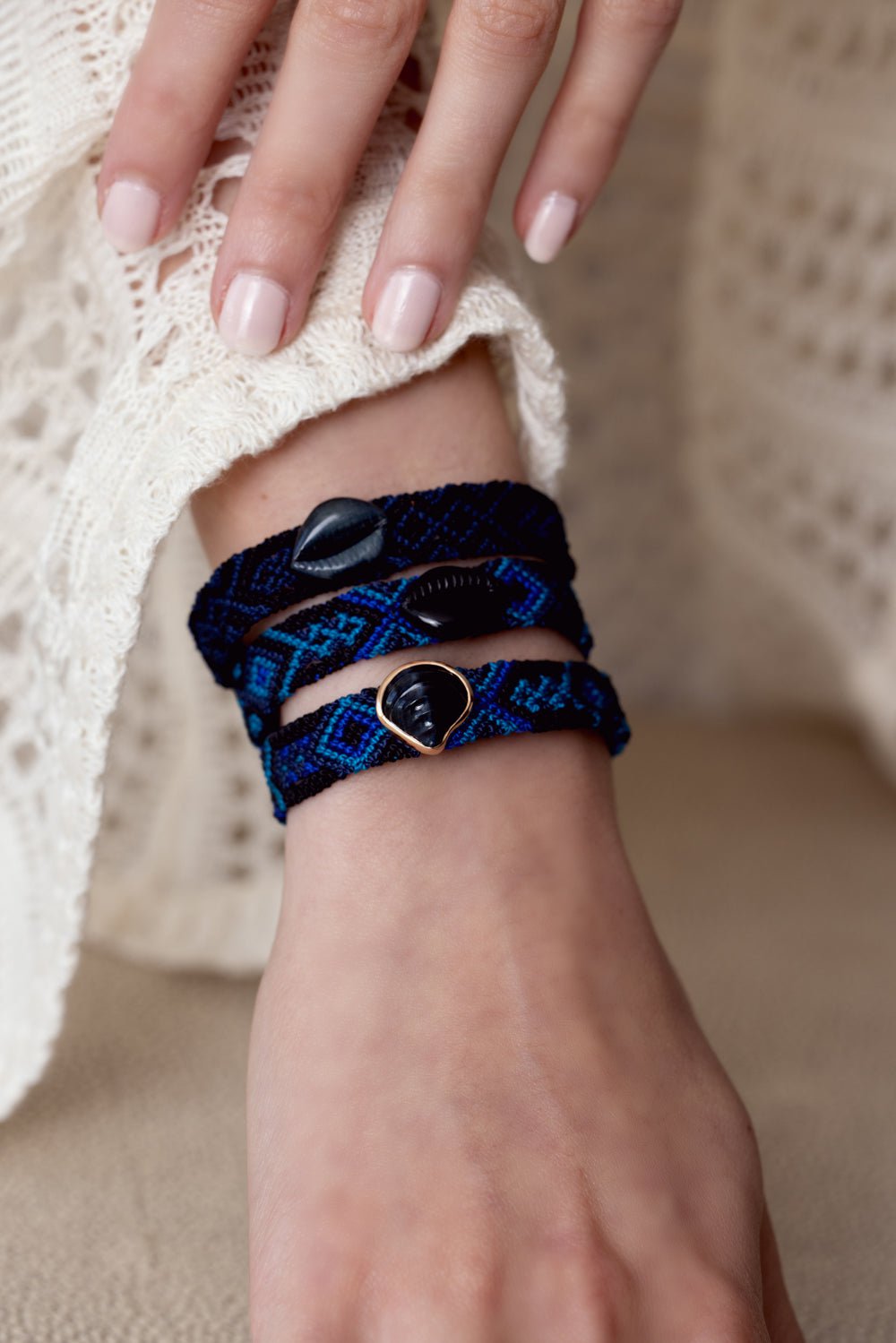 DEZSO BY SARA BELTRAN-Blue Tigers Eye Chione Bracelet-ROSE GOLD