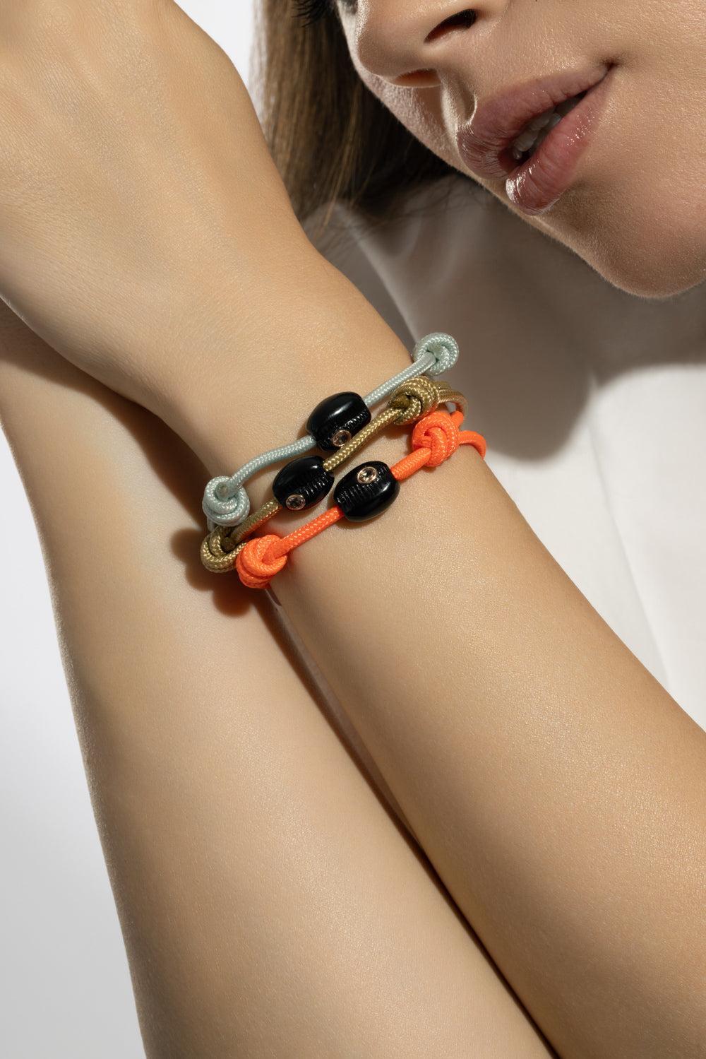 Petite Onyx Cowrie Sillimanite Orange Bracelet-ROSE GOLD-JEWELRYFINE JEWELBRACELET O-DEZSO BY SARA BELTRAN