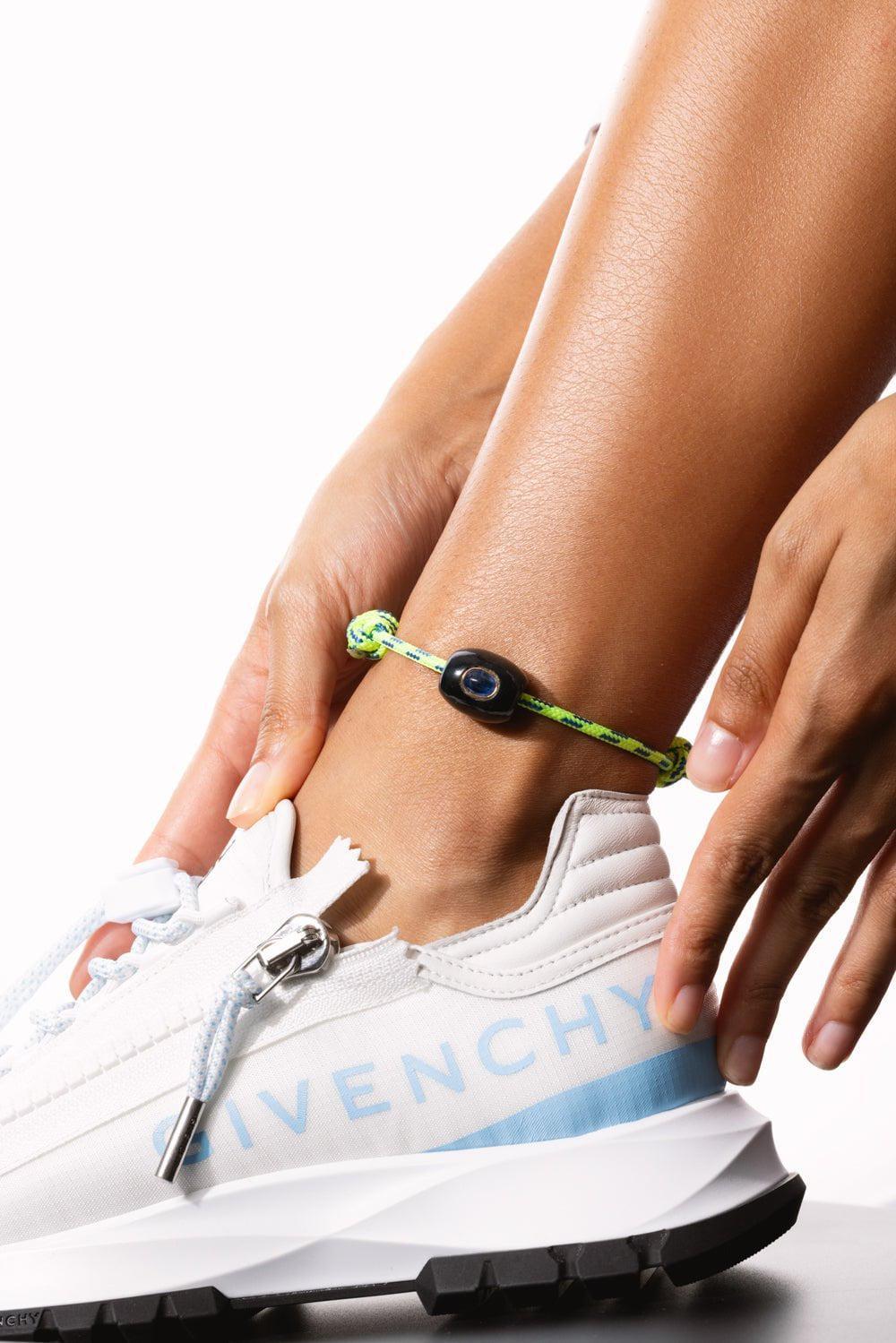 DEZSO BY SARA BELTRAN-Tiger Eye Kyanite Bead Anklet-ROSE GOLD