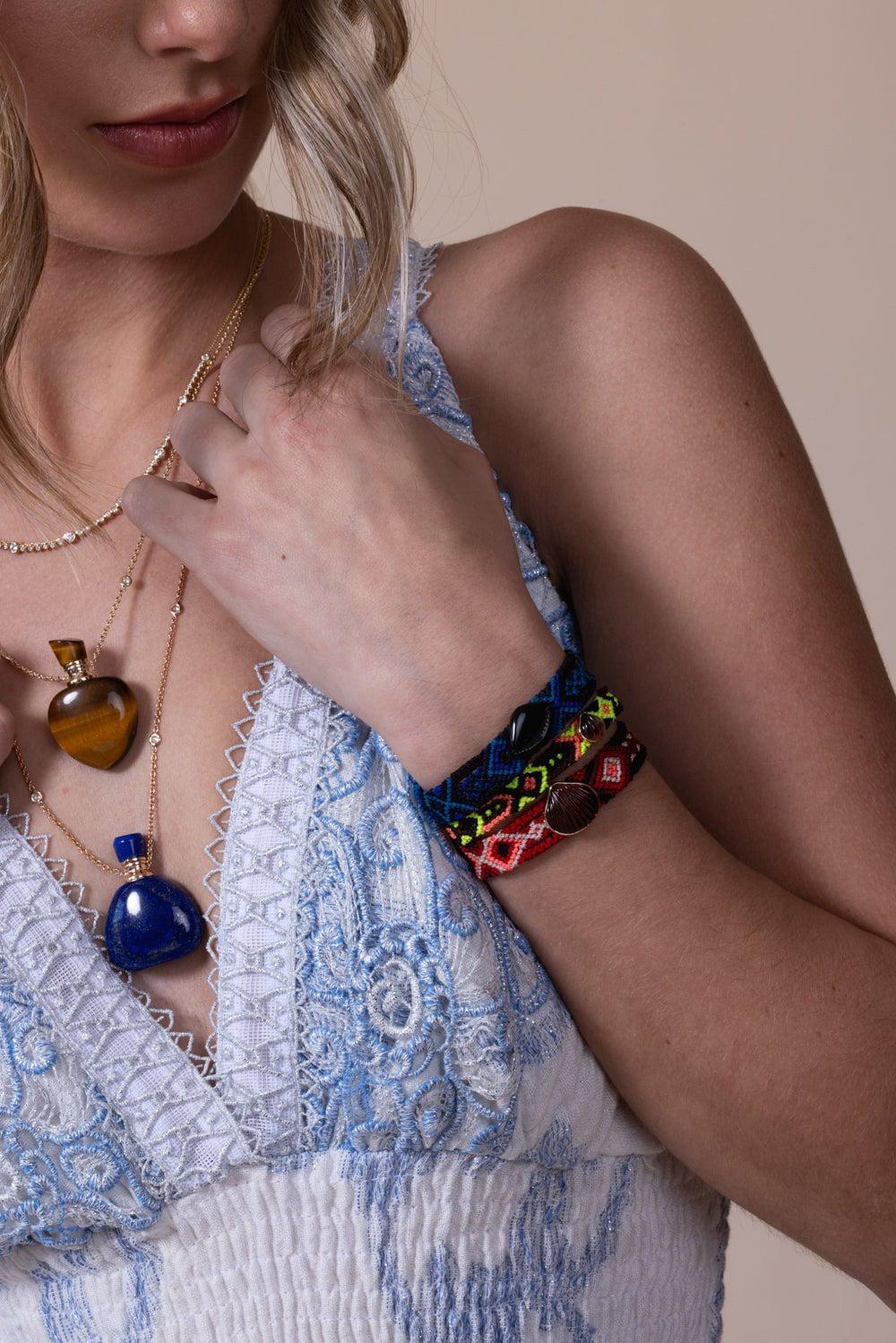 DEZSO BY SARA BELTRAN-Petite Anadara Smoky Quartz Mexican Bracelet-YELLOW