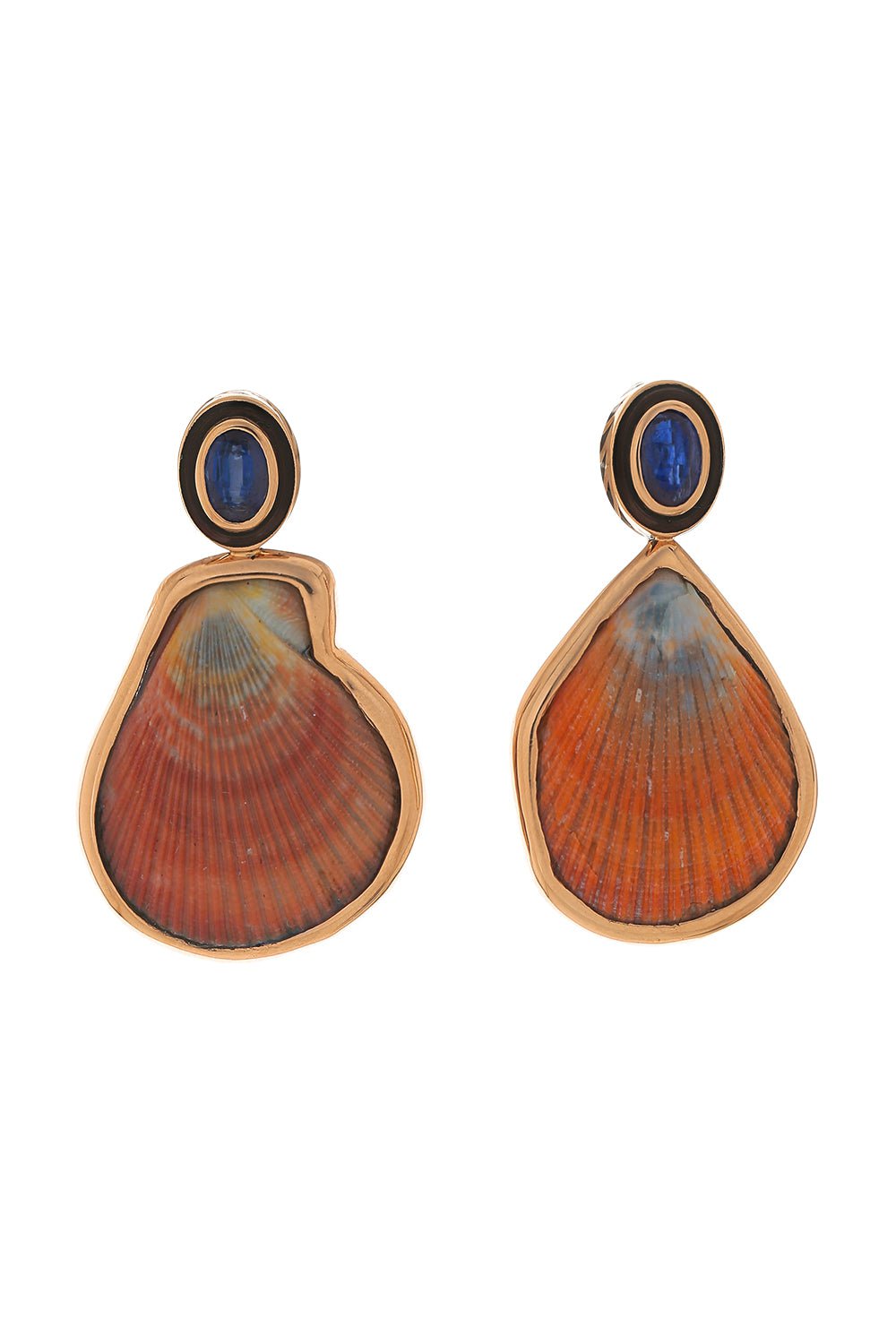 DEZSO BY SARA BELTRAN-Grande Kyanite Clam Eariings-ROSE GOLD