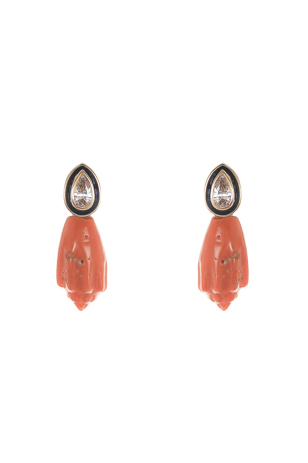 DEZSO BY SARA BELTRAN-Mediterrenean Coral Diamond Earrings-ROSE GOLD