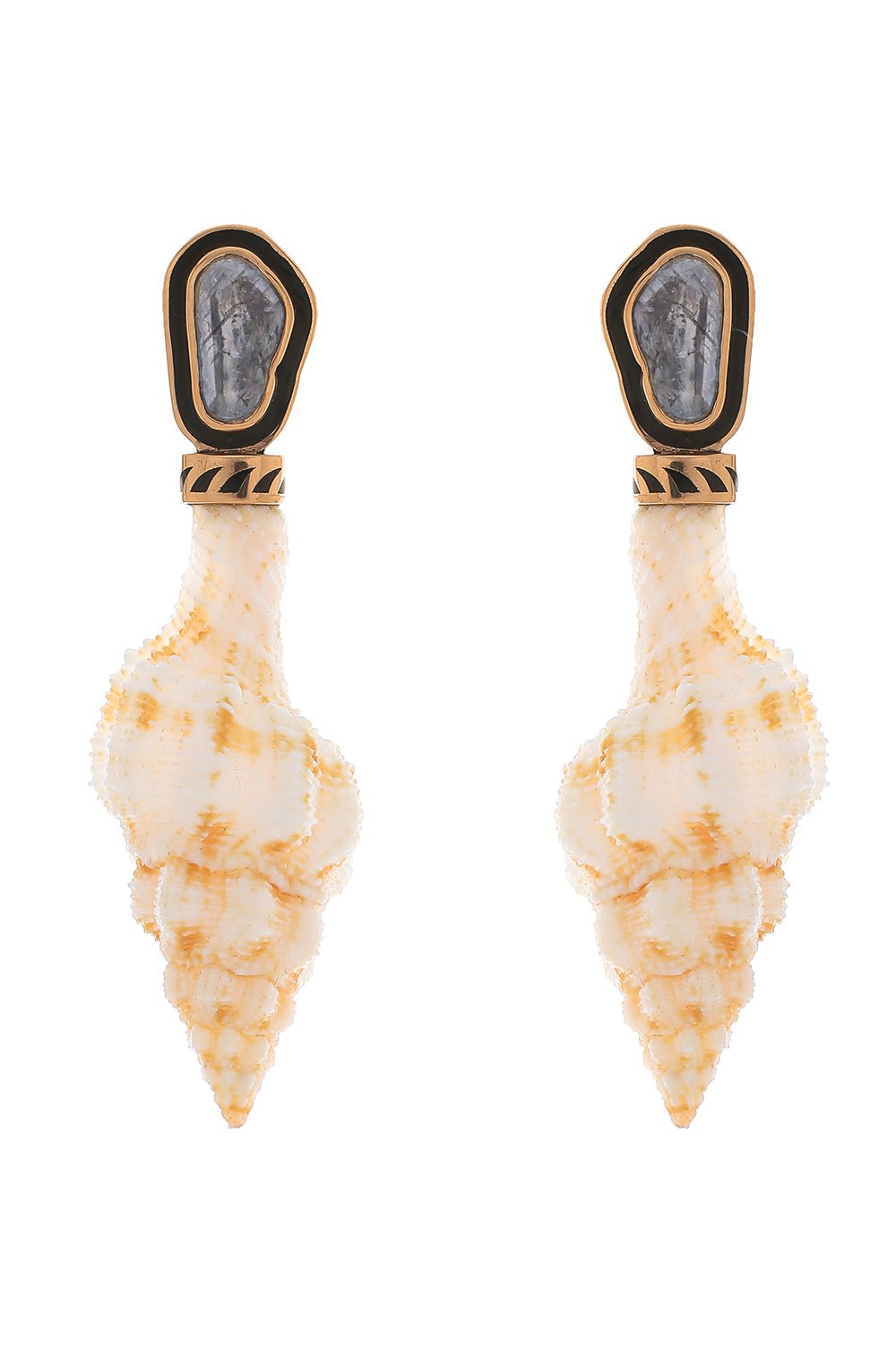 DEZSO BY SARA BELTRAN-Mitra Shell Polki Diamond Earrings-ROSE GOLD